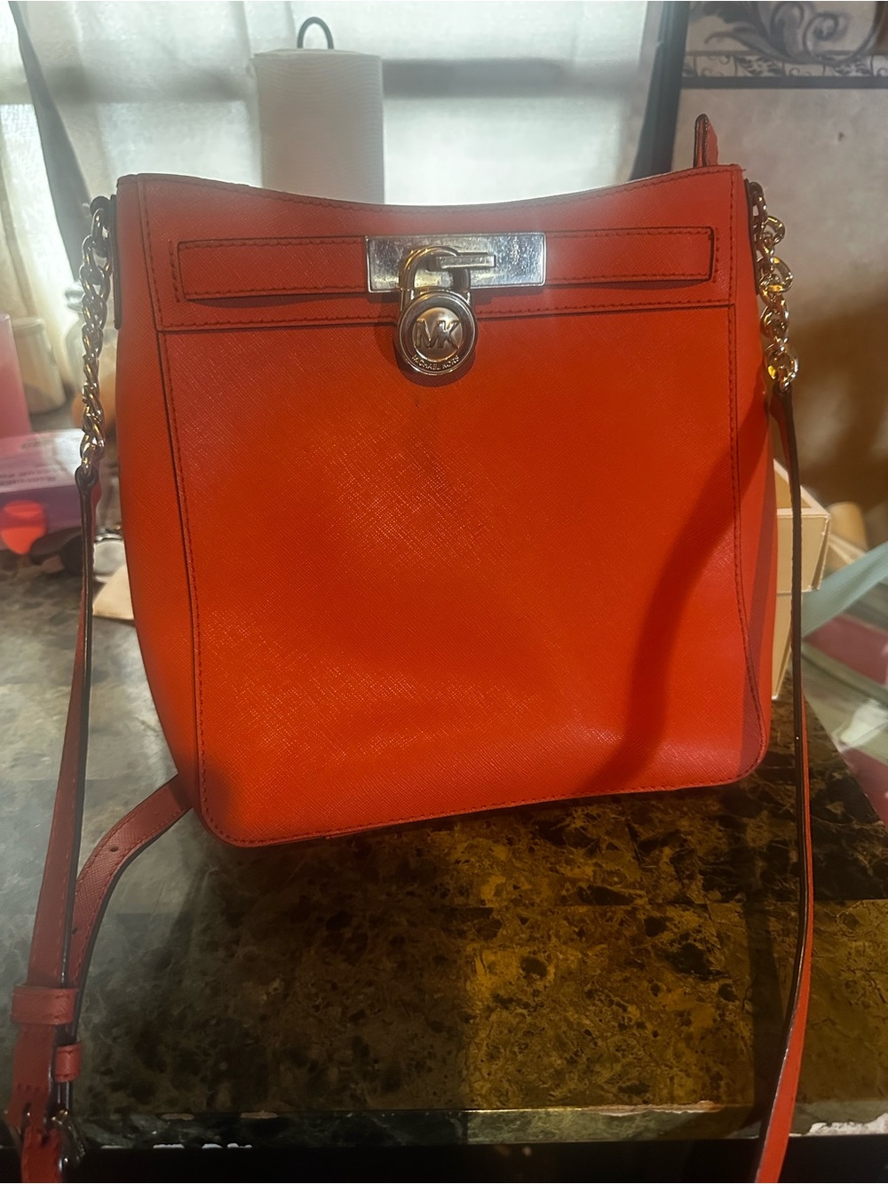 Michael Kors Red Leather Shoulder Bag